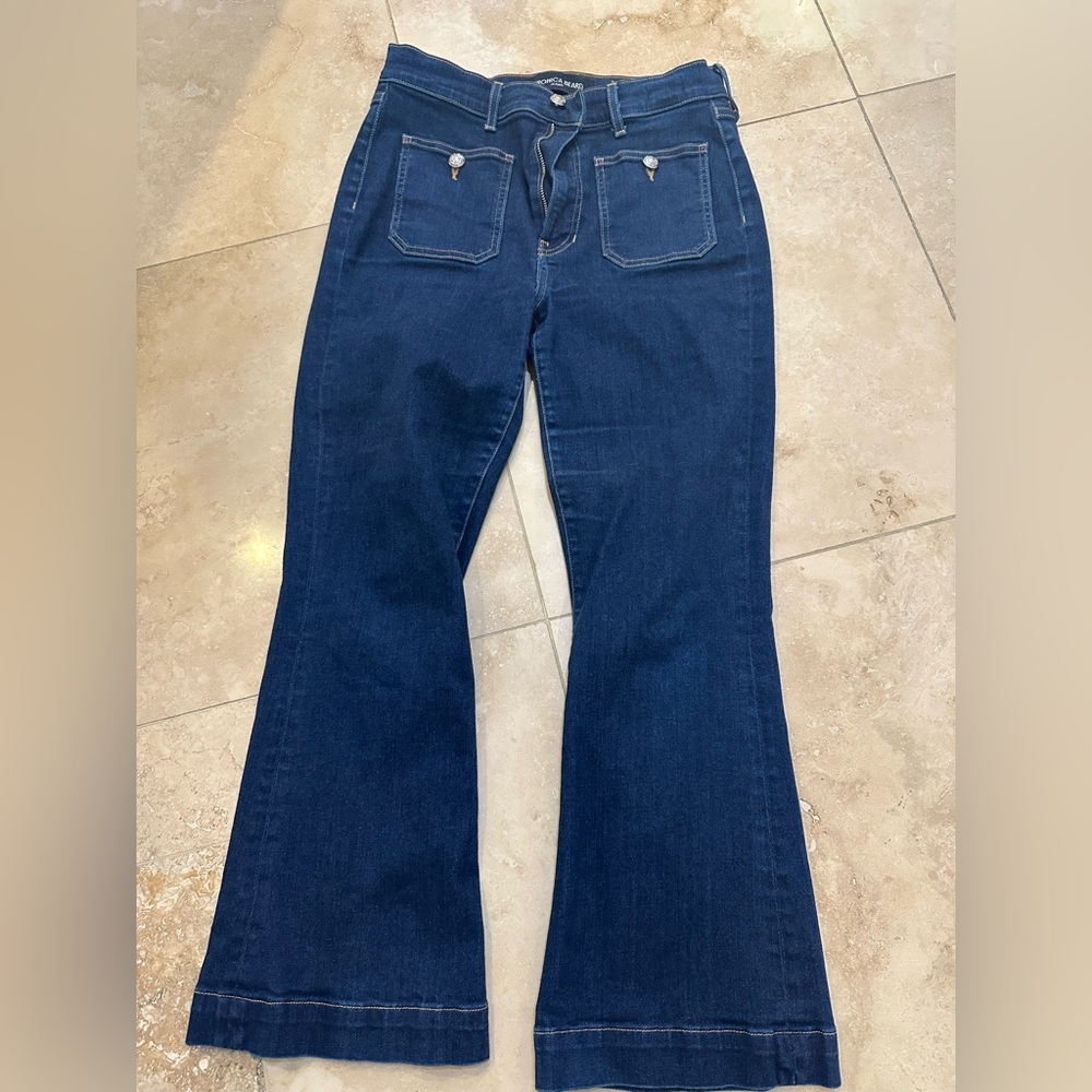 Veronica Beard Carson ankle flare high rise Jeans. Oxford. 29